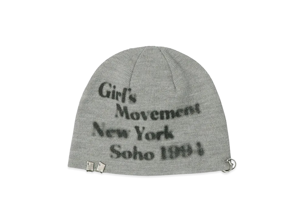 X-Girl Women's Charm Accent Printed Beanie "Grey"