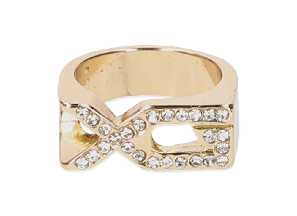 X-Girl Women's Xg Emblem Rhinestone Ring "Gold"