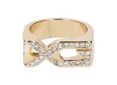 X-Girl Women's Xg Emblem Rhinestone Ring "Gold"