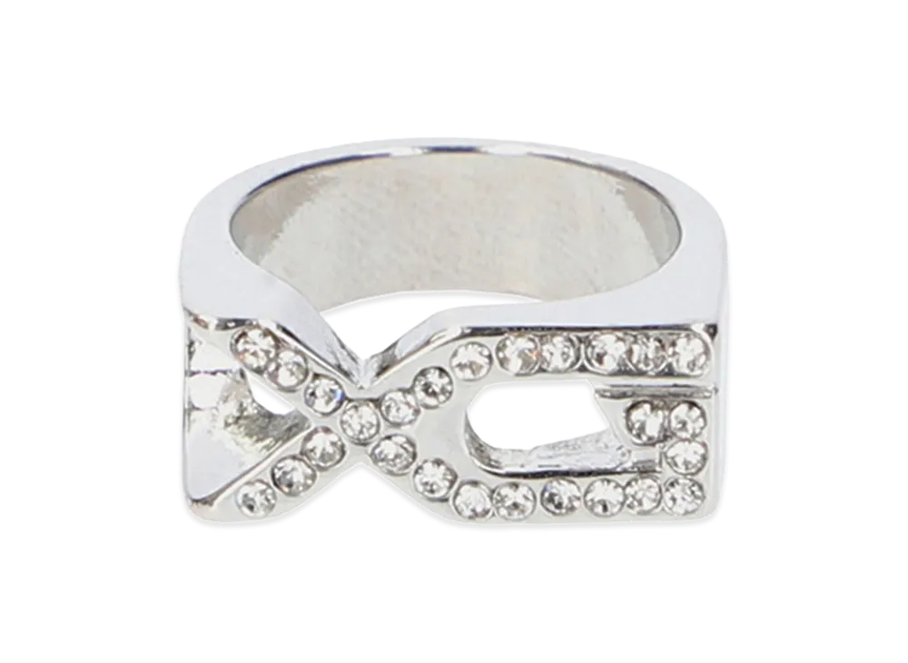 X-Girl Women's Xg Emblem Rhinestone Ring "Silver"