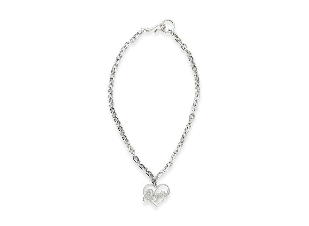 X-Girl Women's Heart Script Logo Chain Necklace "Silver"