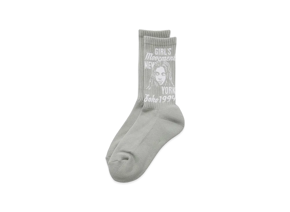X-Girl Women's Mix Logo & Face Rib Socks "Grey"