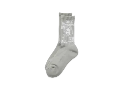 X-Girl Women's Mix Logo & Face Rib Socks "Grey"