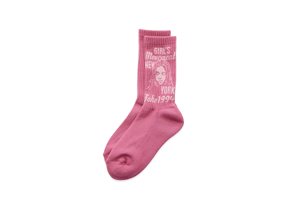 X-Girl Women's Mix Logo & Face Rib Socks "Pink"