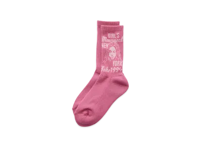 X-Girl Women's Mix Logo & Face Rib Socks "Pink"
