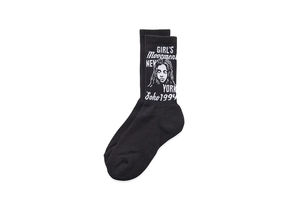 X-Girl Women's Mix Logo & Face Rib Socks "Black"