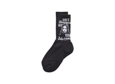 X-Girl Women's Mix Logo & Face Rib Socks "Black"
