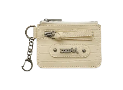 X-Girl Women's Mills Logo Faux Croco Card Case "Beige"