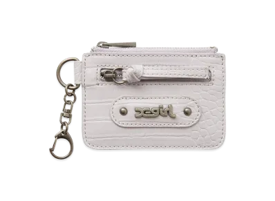 X-Girl Women's Mills Logo Faux Croco Card Case "Light Purple"