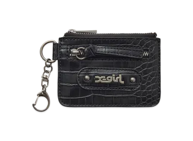 X-Girl Women's Mills Logo Faux Croco Card Case "Black"