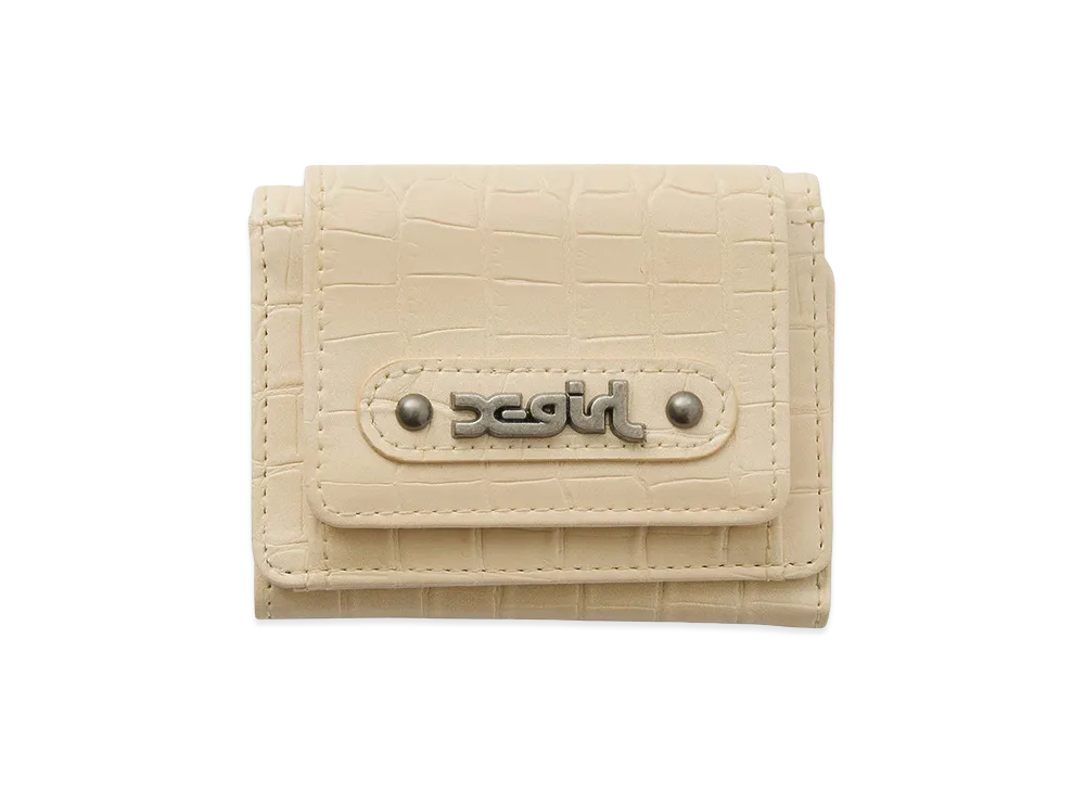 X-Girl Women's Mills Logo Faux Croco Mini Wallet "Beige"