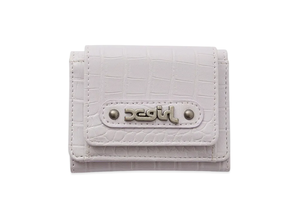 X-Girl Women's Mills Logo Faux Croco Mini Wallet "Light Purple"