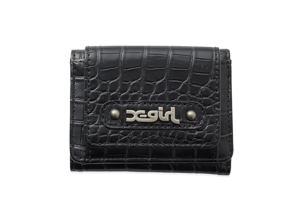 X-Girl Women's Mills Logo Faux Croco Mini Wallet "Black"