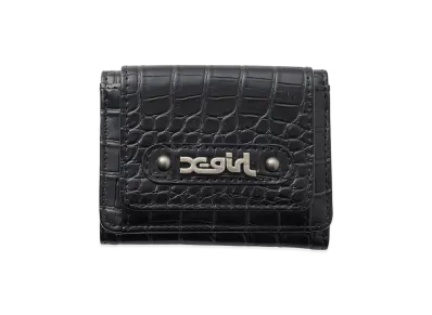 X-Girl Women's Mills Logo Faux Croco Mini Wallet "Black"
