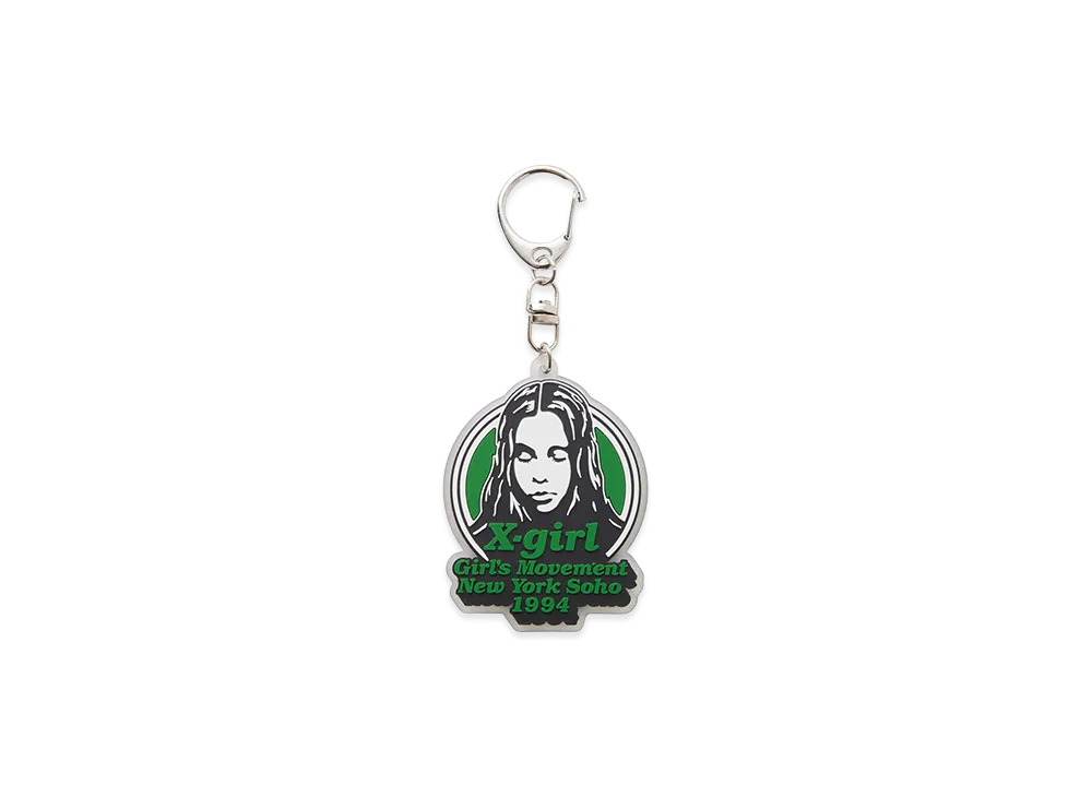 X-Girl Women's Message And Face Rubber Key Charm "Green"