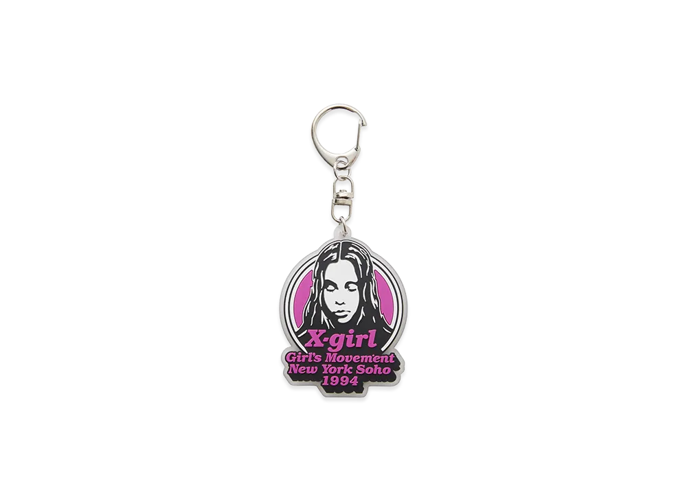 X-Girl Women's Message And Face Rubber Key Charm "Pink"