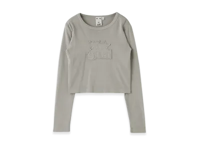 X-Girl Women's Distressed Logo Patch L/S Compact Top "Grey"