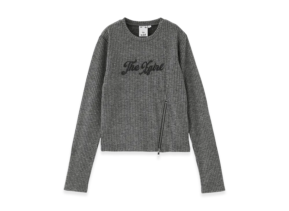 X-Girl Women's Zip Hem Compact Ribbed Top "Black"