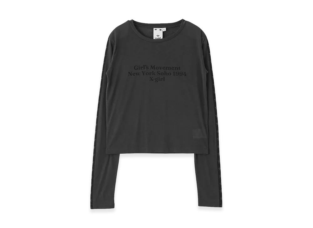 X-Girl Women's Star Striped Sleeve Sheer L/S Top "Black"