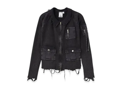 X-Girl Women's Distressed Woven Mix Zip Up Top "Black"