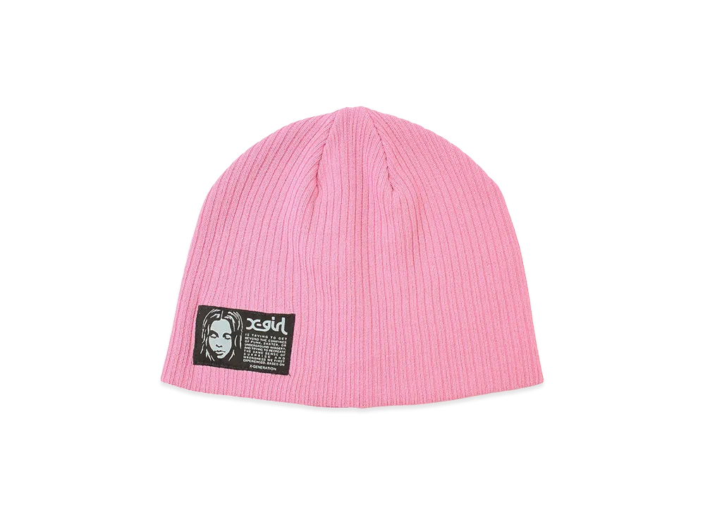 X-Girl Women's Face Label Beanie "Light Pink"