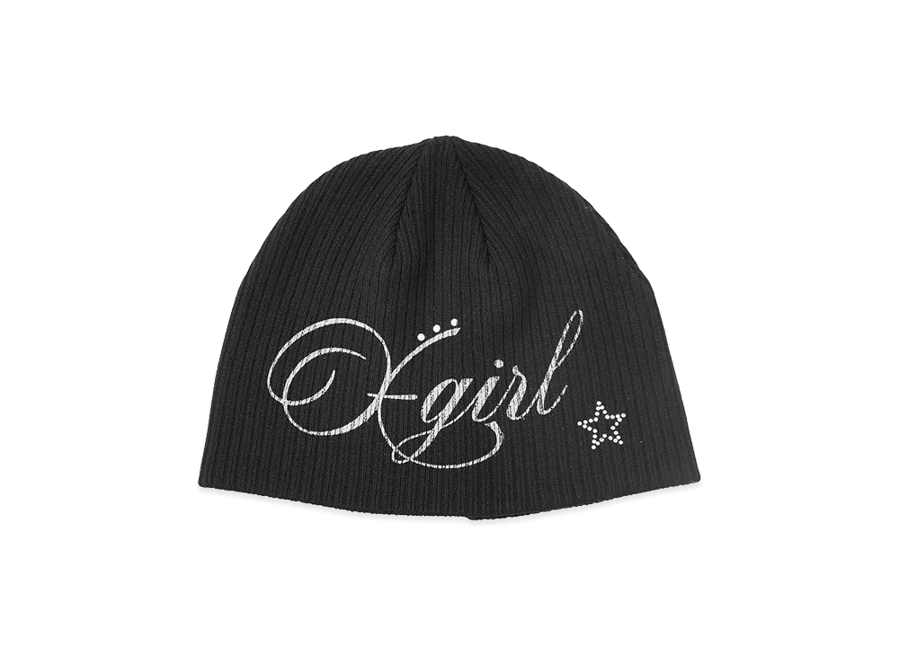 X-Girl Women's Spray Logo And Studded Beanie "Black"