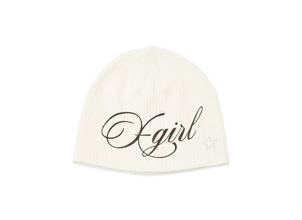 X-Girl Women's Spray Logo And Studded Beanie "White"