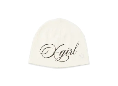 X-Girl Women's Spray Logo And Studded Beanie "White"