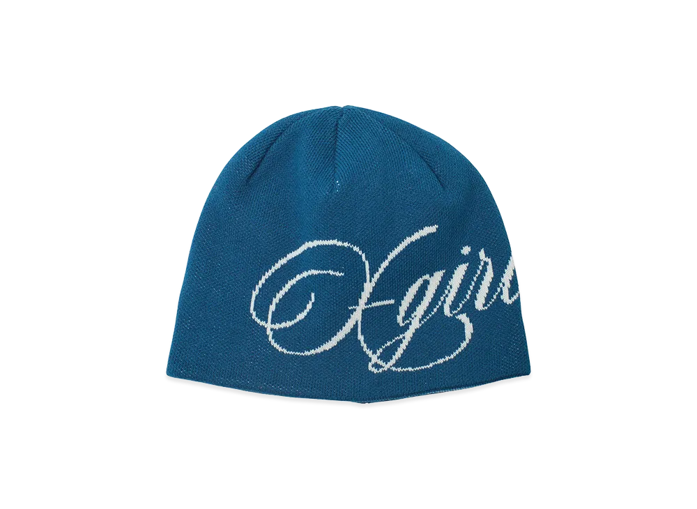 X-Girl Women's Logo And Hazy Pattern Reversible Beanie "Blue"