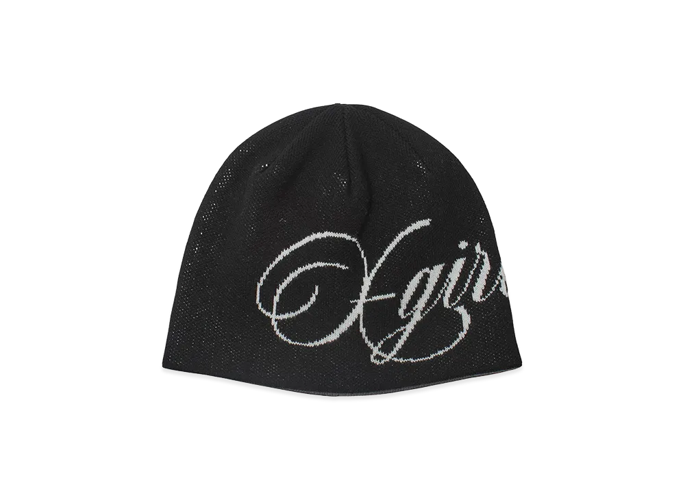 X-Girl Women's Logo And Hazy Pattern Reversible Beanie "Black"