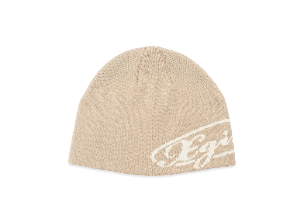 X-Girl Women's Diagonal Oval Logo Jacquard Beanie "Beige"