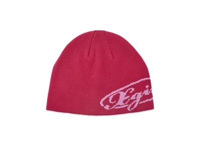 X-Girl Women's Diagonal Oval Logo Jacquard Beanie "Red"