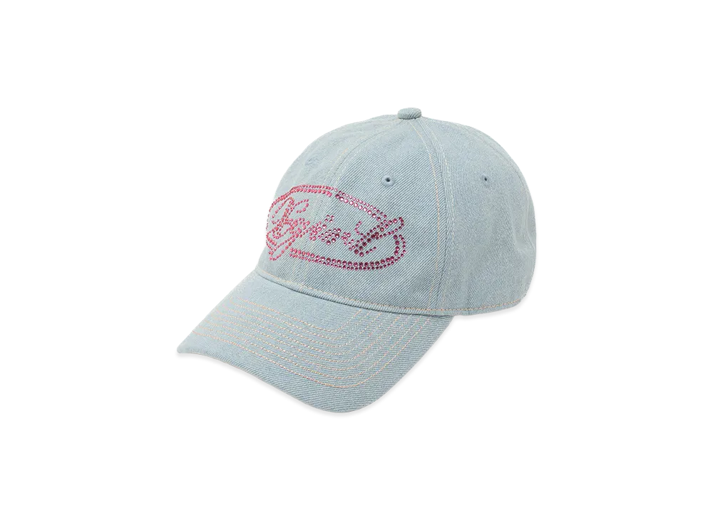 X-Girl Women's Rhinestone Oval Logo 6Panel Denim Cap "Light Indigo"