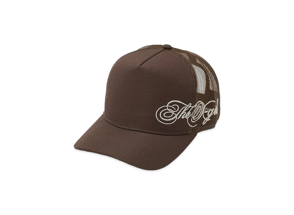 X-Girl Women's Side Script Logo Trucker Cap "Brown"