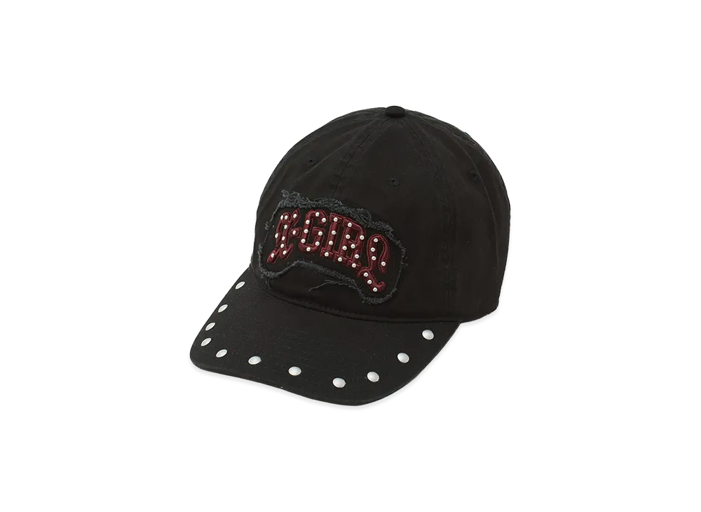 X-Girl Women's Studded Logo Patch 6Panel Cap "Black"