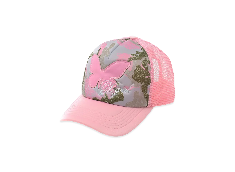 X-Girl Women's Butterfly Patch Trucker Cap "Pink"