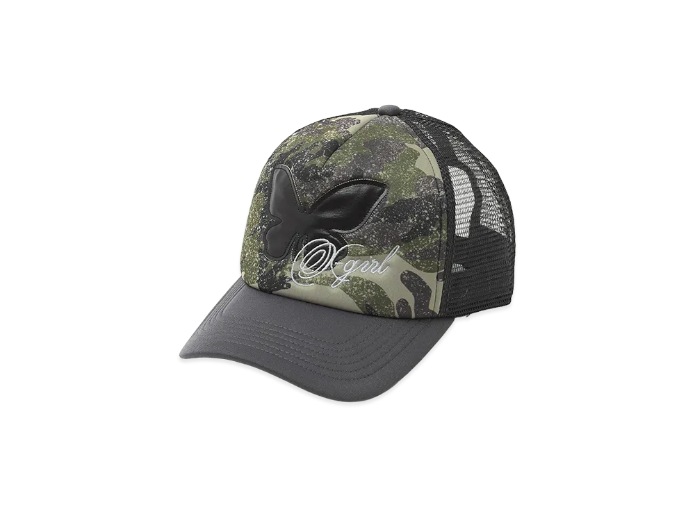 X-Girl Women's Butterfly Patch Trucker Cap "Camo"