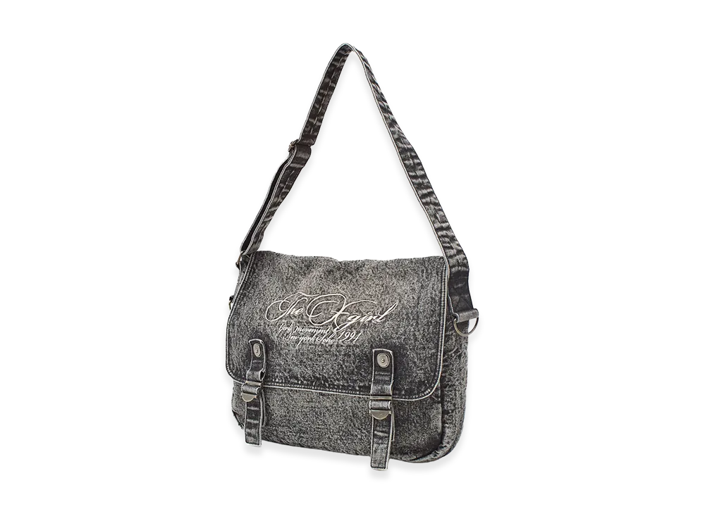 X-Girl Women's Script Logo Denim Shoulder Bag "Black"