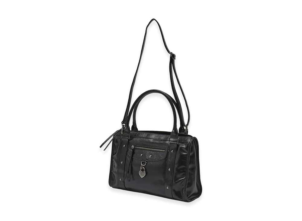 X-Girl Women's Heart Padlock Faux Leather 2Way Bag "Black"