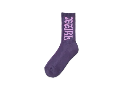 X-Girl Women's Wide Gothic Logo Jacquard Socks "Purple"