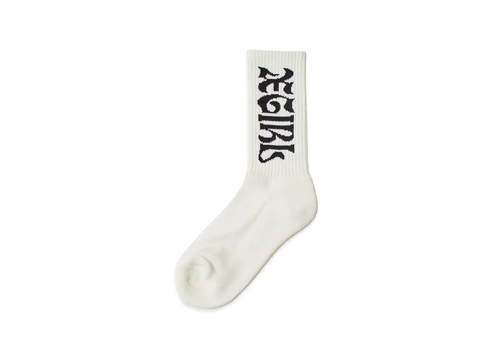 X-Girl Women's Wide Gothic Logo Jacquard Socks "White"