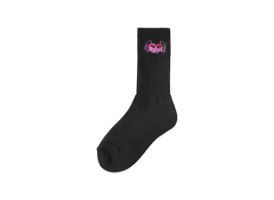 X-Girl Women's Heart And Wing Embroidered Socks "Black"