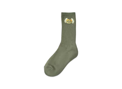 X-Girl Women's Heart And Wing Embroidered Socks "Olive"
