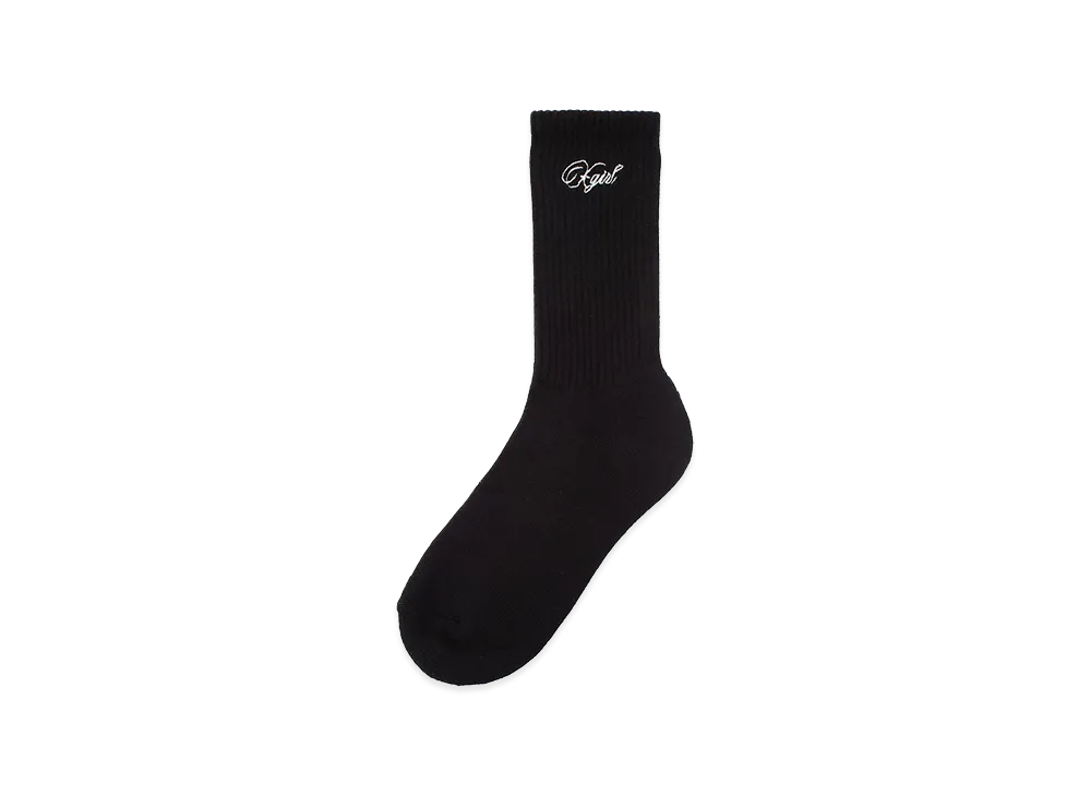 X-Girl Women's Script Logo One Point Socks "Black"