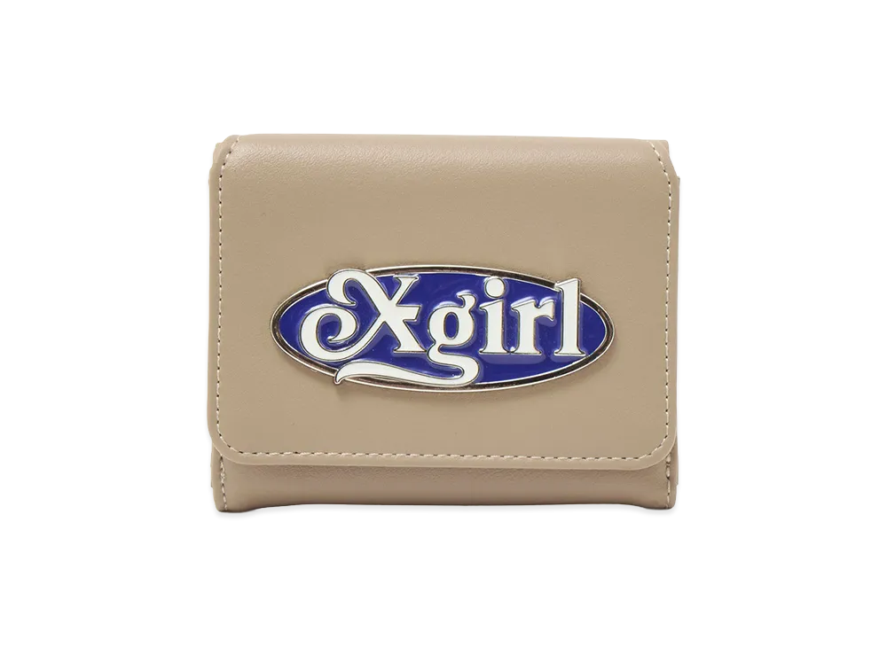 X-Girl Women's Oval Logo Clasp Faux Leather Mini Wallet "Beige"