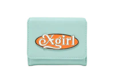 X-Girl Women's Oval Logo Clasp Faux Leather Mini Wallet "Light Green"