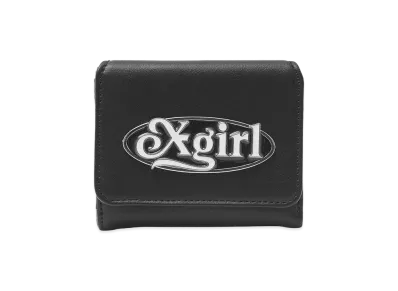 X-Girl Women's Oval Logo Clasp Faux Leather Mini Wallet "Black"