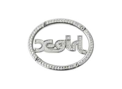 X-Girl Women's Rhinestone Mills Logo Carabiner "Silver"