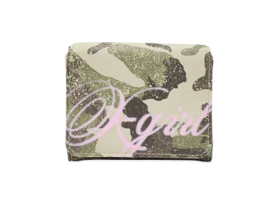 X-Girl Women's Spray Script Logo Mini Wallet "Camo"