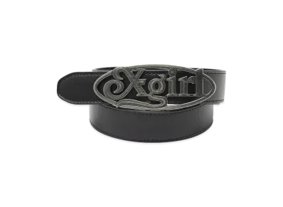 X-Girl Women's Oval Logo Clasp Faux Leather Belt "Black"